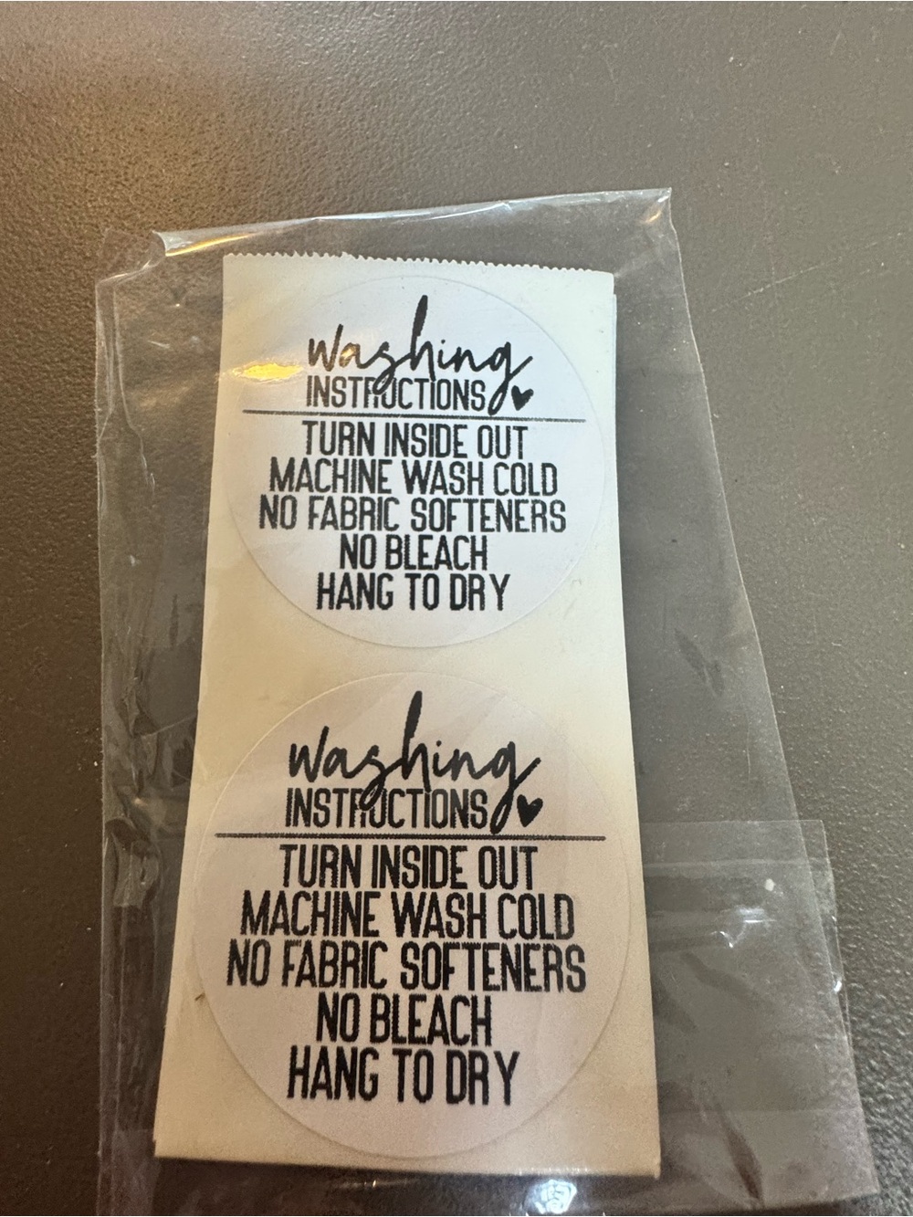 Washing Instruction Stickers - White